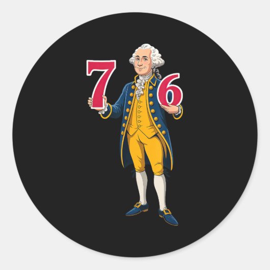 6 7 7 6 George Washington Six Seven Ronde Sticker (Voorkant)