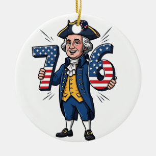 6-7 7-6 George Washington Zes Zeven Meme 67 Trend Keramisch Ornament