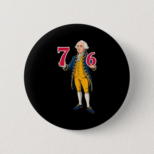 6 7 7 6 George Washington Zes Zeven Ronde Button 5,7 Cm (Voorkant)