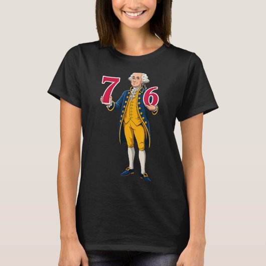 6 7 7 6 George Washington Zes Zeven  T-shirt (Voorkant)