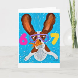6 7 Basset Hound underwater with fish card Kaart
