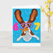 6 7 Basset Hound underwater with fish card Kaart (Gele Bloem)