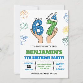 6-7 Birthday Invitation for Boys, Six Seven Meme Kaart