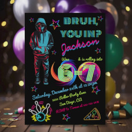 6-7 Bowling Bruh Neon Bowling Birthday Kaart