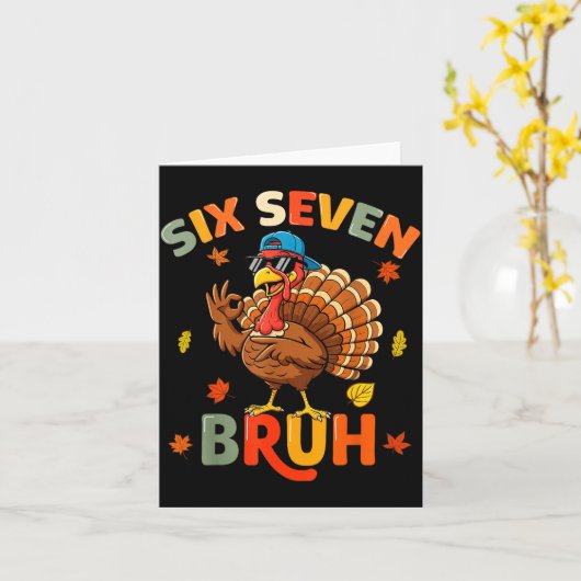 6 7 Bruh Thanksgiving Shirts Boys Kids Funny Turke Kaart (Gele Bloem)