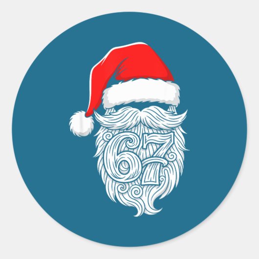 6 7 Christmas 67 Santa Six Seven Christmas Boys Te Ronde Sticker (Voorkant)