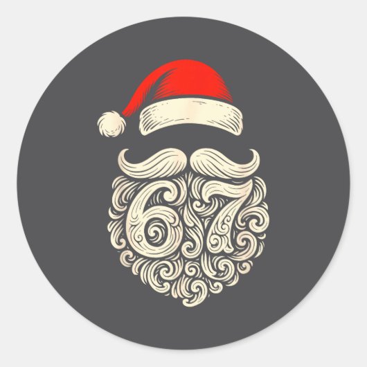6 7 Christmas Funny 67 Santa Six Seven Christmas B Ronde Sticker (Voorkant)