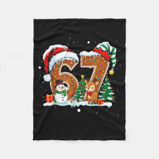 6-7 Christmas Gingerbread Funny Snowman Reindeer 6 Fleece Deken (Voorkant)