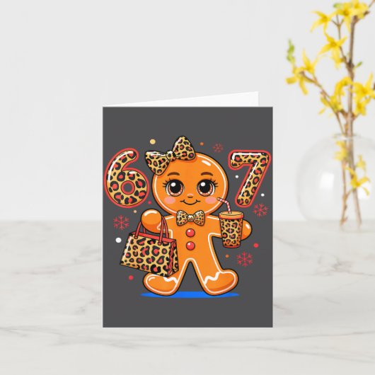 6 7 Christmas Leopard Gingerbread  Kaart (Gele Bloem)
