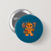 6 7 Christmas Leopard Gingerbread  Ronde Button 5,7 Cm (Voorkant /achterkant)