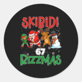 6 7 Christmas Skibidi Rizzmas 67 Meme Gen Alpha Sl Ronde Sticker (Voorkant)