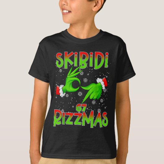 6 7 Christmas Skibidi Rizzmas 67 Meme Gen Alpha Sl T-shirt (Voorkant)