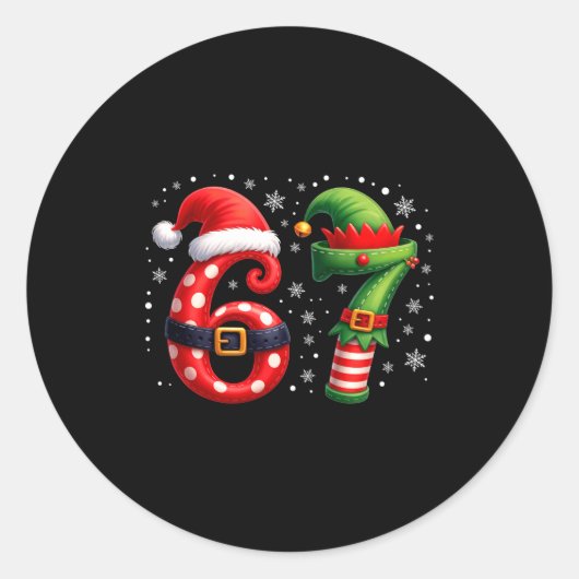 6-7 Christmas Squad Funny 67 Six Seven Meme Xmas 6 Ronde Sticker (Voorkant)