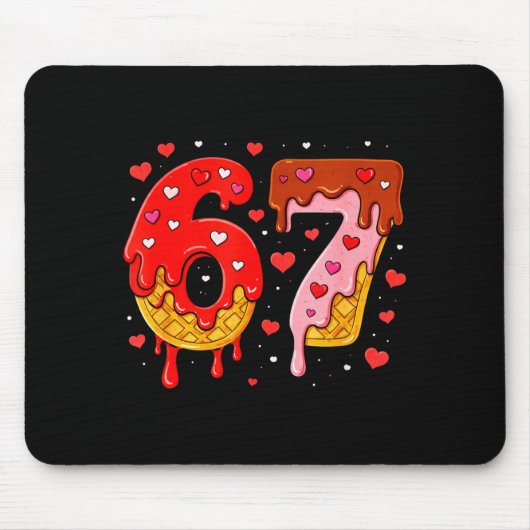 6 7 Cream Drip Six Seven Meme Valentijnsdag Mannen Muismat (Voorkant)