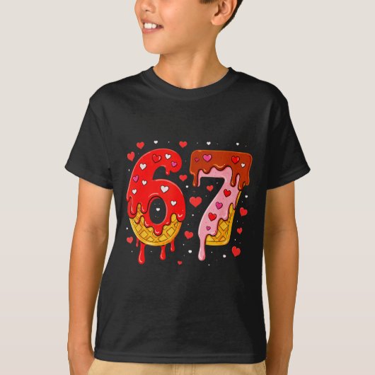 6 7 Cream Drip Six Seven Meme Valentine's Day Men  T-shirt (Voorkant)