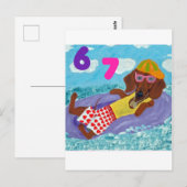 6 7 Dachshund beach bum on float Briefkaart (Voorkant / Achterkant)