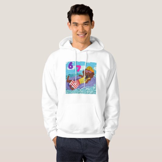 6 7 Dachshund beach bum on float Hoodie (Voorkant volledig)