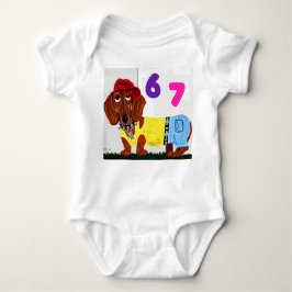 6 7 Dachshund in funny clothes baby bodysuit