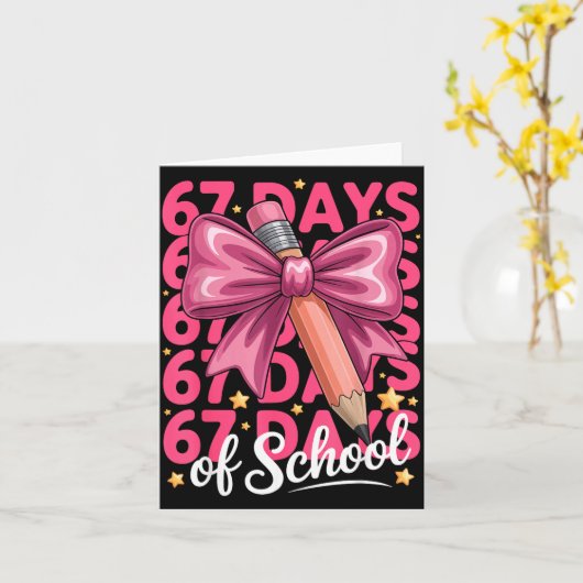 6 7 Days Of School Girls Coquette Bow Cute Funny S Kaart (Gele Bloem)