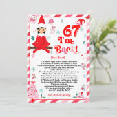6 7 elf arrival letter girl - funny elf letter 67 feestdagenkaart (Staand voorkant)