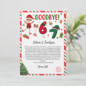 6 7 elf goodbye letter - funny elf letter - 67  kaart (Staand voorkant)