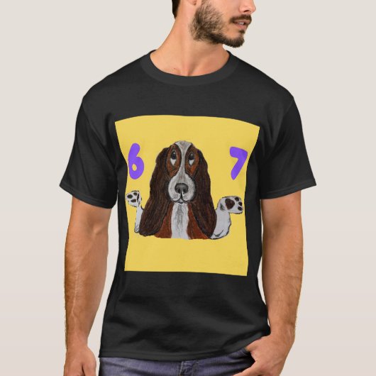 6 7 Funny Crazy Doggie T-shirt (Voorkant)