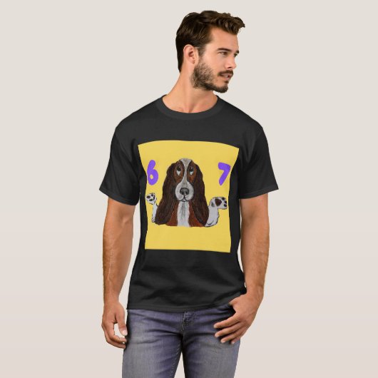 6 7 Funny Crazy Doggie T-shirt (Voorkant volledig)