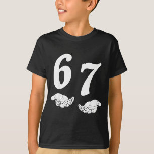 6 7 gen alpha slang grappig zes zeven handen 67 me t-shirt