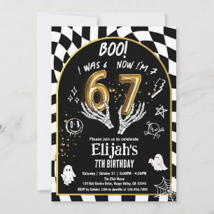 6 7 Halloween 7e Verjaardag Zwart Goud Wit Kaart