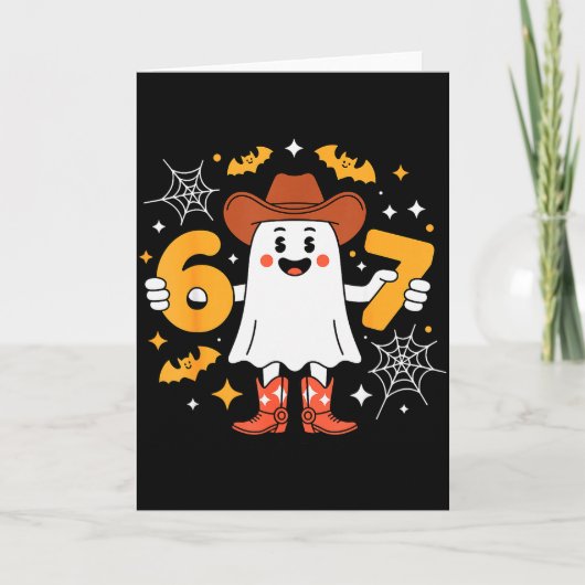 6 7 Halloween Ghost 67 Meme Gen Alpha Six Seven  Kaart (Voorkant)