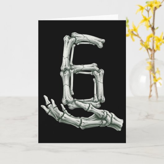 6 7 Halloween Skeleton Funny 67 Meme Gen Alpha Six Kaart (Gele Bloem)