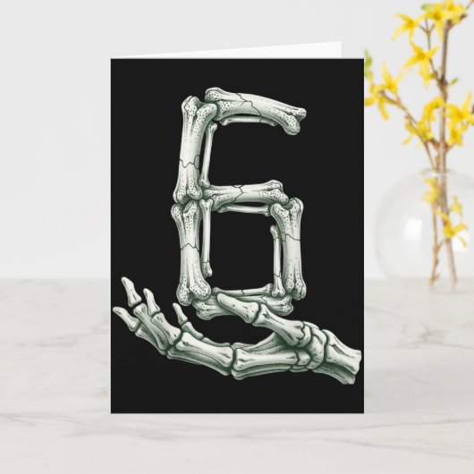 6 7 Halloween Skeleton Funny 67 Meme Gen Alpha Six Kaart (Gele Bloem)