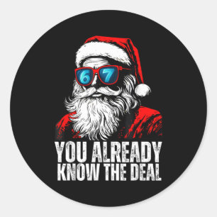 6 7 Kerstman Gezicht Zes Zeven Meme Grappig 67 Ker Ronde Sticker