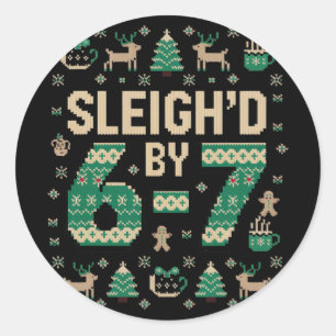 6-7 Kerstmis Lelijke Trui Zes Zeven Kerstmis 67 Me Ronde Sticker