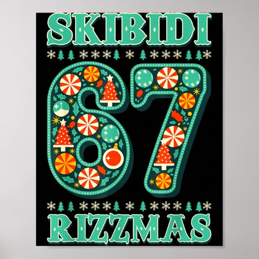 6 7 Kerstmis Skibidi Rizzmas 67 Meme Gen Alpha Sl Poster (Voorkant)
