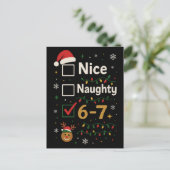 6-7 Kerstmis Stout of Braaf Meme  Briefkaart (Staand voorkant)