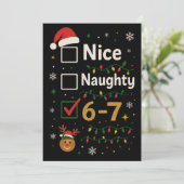 6-7 Kerstmis Stout of Braaf Meme Feestdagenkaart (Staand voorkant)