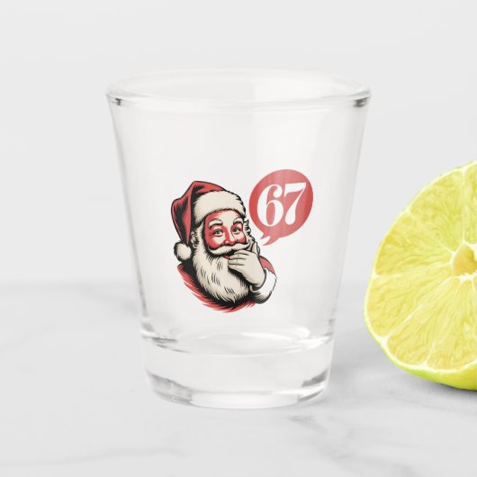 6 7 Kerstmis Zes Zeven Brainrot Kerstman Shot Glas (Voorkant)
