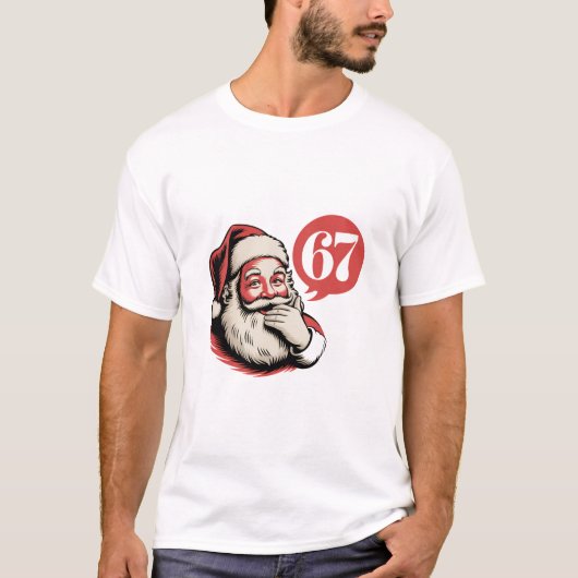 6 7 Kerstmis Zes Zeven Brainrot Kerstman T-shirt (Voorkant)