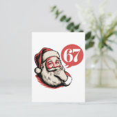 6 7 Kerstmis Zes Zeven Brainrot Kerstman Uitnodiging Briefkaart (Staand voorkant)