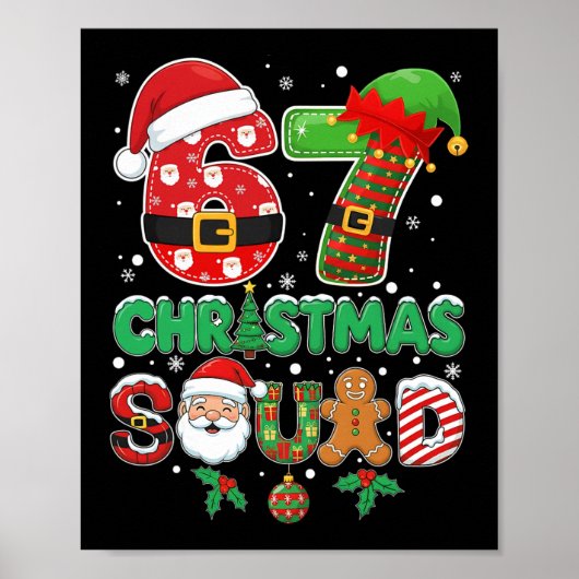 6-7 Kerstploeg Grappig 67 Zes Zeven Meme Kerstmis Poster (Voorkant)