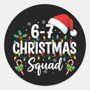 6-7 Kerstploeg Grappig 67 Zes Zeven Meme Kerstmis Ronde Sticker