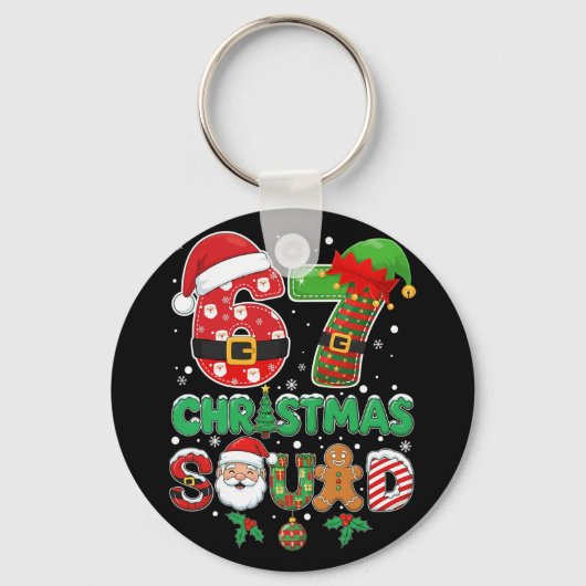 6-7 Kerstploeg Grappig 67 Zes Zeven Meme Kerstmis Sleutelhanger (Voorkant)