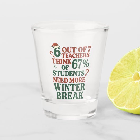 6 7 Leraar Zes Zeven 67 Kerstman Gen Alpha Shot Glas (Voorkant)