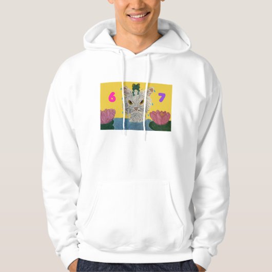 6 7 Mad Cat with frog on its head Hoodie (Voorkant)