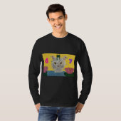 6 7 Mad Cat with frog on its head T-shirt (Voorkant volledig)