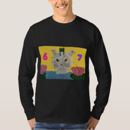 6 7 Mad Cat with frog on its head T-shirt
