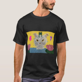 6 7 Mad Cat with frog on its head T-shirt