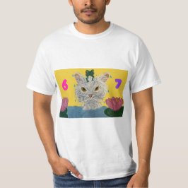 6 7 Mad Cat with frog on its head T-shirt