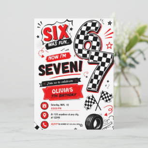 6 7 Meme 7e Verjaardag Racing Retro zeven Verjaard Kaart